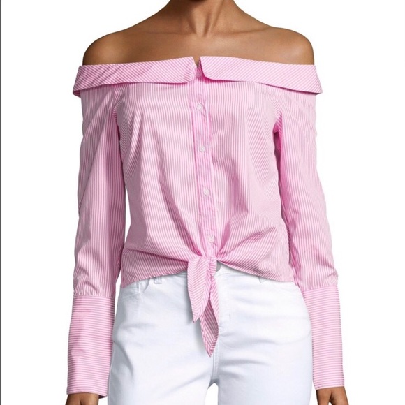 Romeo & Juliet Couture Tops - Romeo & Juliet Couture Pink Striped OTS Top